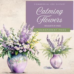 Fleurs rustiques dans un vase PNG | Clipart floral apaisant | Clipart Bouquet printanier| Pâques | Daisy Lavande Fougères Camomille Muguet