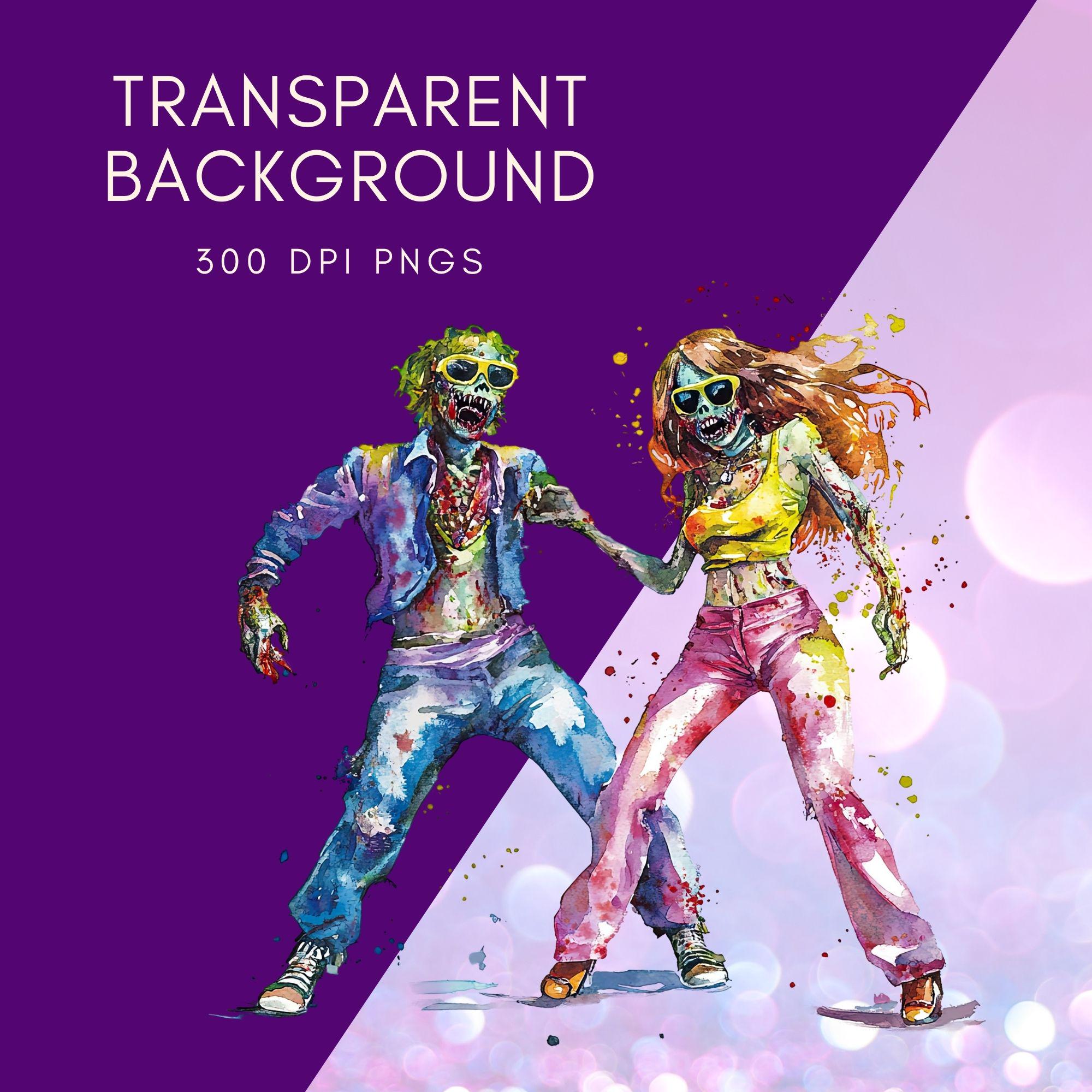Dancing Zombie Vector Disco Dancing Ghouls | Groovy Zombie Clip Art | Retro Halloween Clipart ...