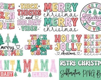 Archivos svg de Navidad retro, archivos svg, archivos svg para cricut, sublimación, para pintar, png, dtf