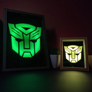 Autobots - Mirror Light Box | RGB Wall or Desk Light | Gaming Room Decor | Acrylic Mirror Sign | Personalized Ambient Lamp | Geek Gift