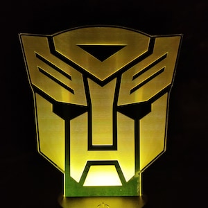 Autobots symbol desk LED light | Mass Effect inspired | Gift for fans | Streaming Gaming room decor