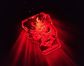 Cyberpunk 2077 Samurai LED keychain | Accessory for gamers | Gift for fans | Battery powered or rechargeable