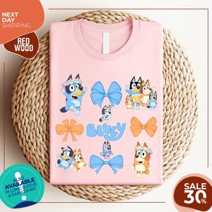 Blue Dog Coquette shirt | Cute Mum Shirts | Blue Dog Kids shirt | Gift For Kids | Bluey Bingo Shirt | Cute Tee | Retro Blue Shirt