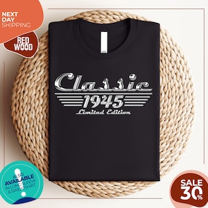 Custom 80th Birthday gift for men | 80th Birthday Shirt | Born in 1945 Shirt | Classic Car Lover | 80th bday | Dad Birthday Grandpa Turning