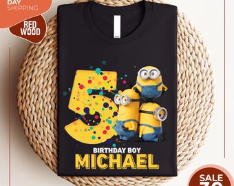 Camiseta de cumpleaños de Minion personalizada / Cumpleaños de Minion / Camiseta de cumpleaños de Minion / Camisetas de cumpleaños personalizadas de Minion / Camiseta de fiesta de Minion
