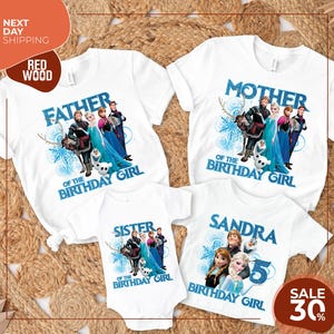 a birthday shirt with a picture of two frozen princesses on it