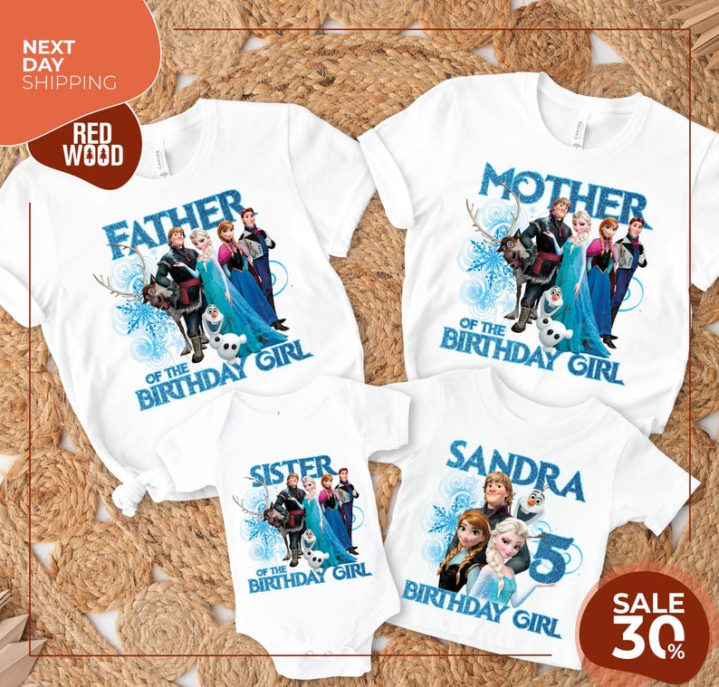 a birthday shirt with a picture of two frozen princesses on it