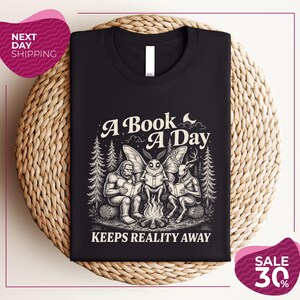 Book Lover Shirt | Cryptid Campfire Reading Tee | Bigfoot Mothman Graphic Shirt | Funny Book Club T Shirt | Reader Gift