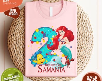 Custom Little Mermaid Birthday Shirt | Ariel Birthday Shirt | Disney Princess Shirt | Disney Princess Group Shirs | Family Matching Shirt