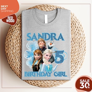 Camiseta de cumpleaños de Frozen / Camisetas familiares de Frozen / Cumpleañera / Frozen / Elsa / Ana / Personalizada / Traje de cumpleaños personalizado imagen 4
