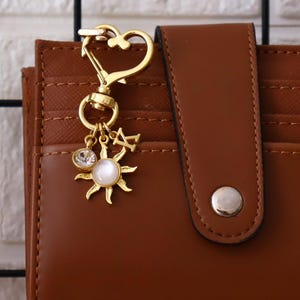 Personalized Sun Keychain: Custom Initial Bag Charm, Celestial Accessory