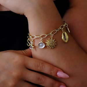 Personalized Charm Bracelet,Gold Charm Bracelet for Women,Build Your Own Jewelry,Pick Your Charms,Custom Charm Bracelet,Personalized Gift