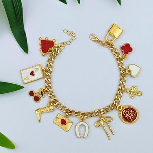 Custom Gold Charm Bracelet: Chunky Vintage Style, Pick Your Charms