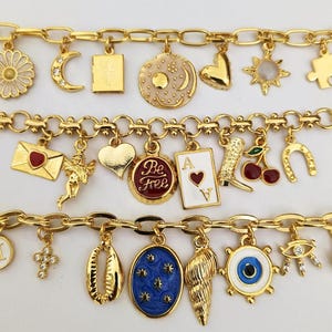 Personalized Gold Charm Bracelet for Women,Build Your Own Custom Charm Bracelet,Pick Your Charms,Vintage Chunky Bracelet,Gift for Her