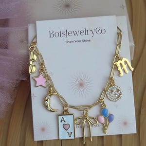 Custom Charm Necklace: Gold Chunky Chain, Personalized Jewelry