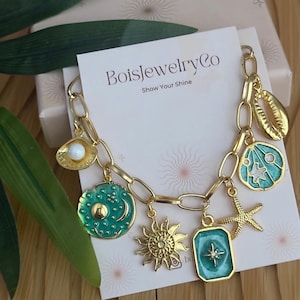 Build Your Own Custom Gold Charm Necklaces for Women,Pick Your Charms,Vintage Chunky Necklace,Charm Jewelry,Personalized Birthday Gifts