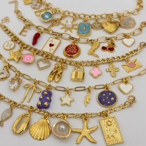 Build Your Own Custom Charm Bracelet for Women,Gold Vintage Chunky Charm Bracelet,Pick Your Charms,Personalized Birthday Gift for Her