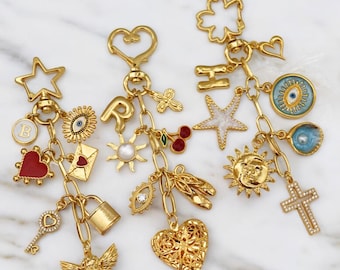 Personalized charm keychains Personalized Keychain Charm Keychain Custom Charm Keychain Gold Keychain Customized Keychain Gift for Her Charm