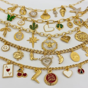 Build Your Own Custom Charm Necklace for Women,Pick Your Charms,Gold Vintage Chunky Necklaces,Charm Jewelry,Personalized Birthday Gift