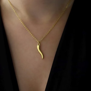 Gold Plated Italian Horn Necklace,Protection & Good Lucky Jewelry,Cornicello  Necklace,Magical Talisman Necklace,Jewelry for Her,Mom Gift