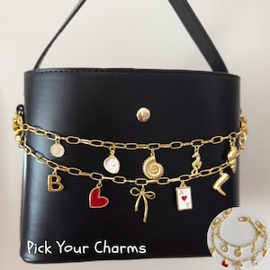Custom Gold Purse Bag Charms Chain,Design your own Bag Charm,Pick Your Charms,Charm Chain for Bag,Purse Accessory,Personalized Unique Gift