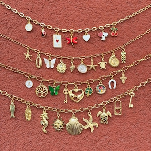Custom Gold Charm Necklace: Vintage Chunky Personalized Jewelry