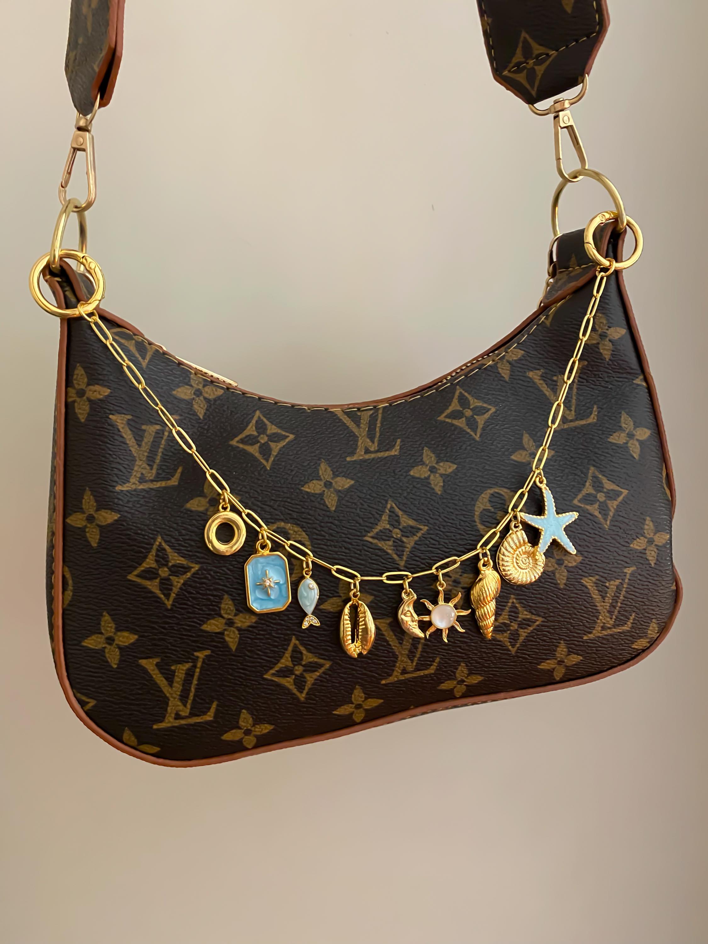 Custom Bag Charm,Gold  Purse Chain with Charm,Bag Charms for Purse,Bag Keychain,Purse Accessory,Bag Charm Chain Accessory for Womens,Gifts