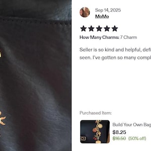 K&ouml;nnte beinhalten: Eine goldfarbene Charm-Kette mit verschiedenen Anh&auml;ngern, darunter ein Hufeisen, eine Kirsche, ein Kleeblatt, ein Stiefel, eine Sonne und ein herzf&ouml;rmiges Medaillon. Die Kette ist an einer schwarzen Oberfl&auml;che befestigt. Die Charms haben rote, wei&szlig;e und goldene Akzente.