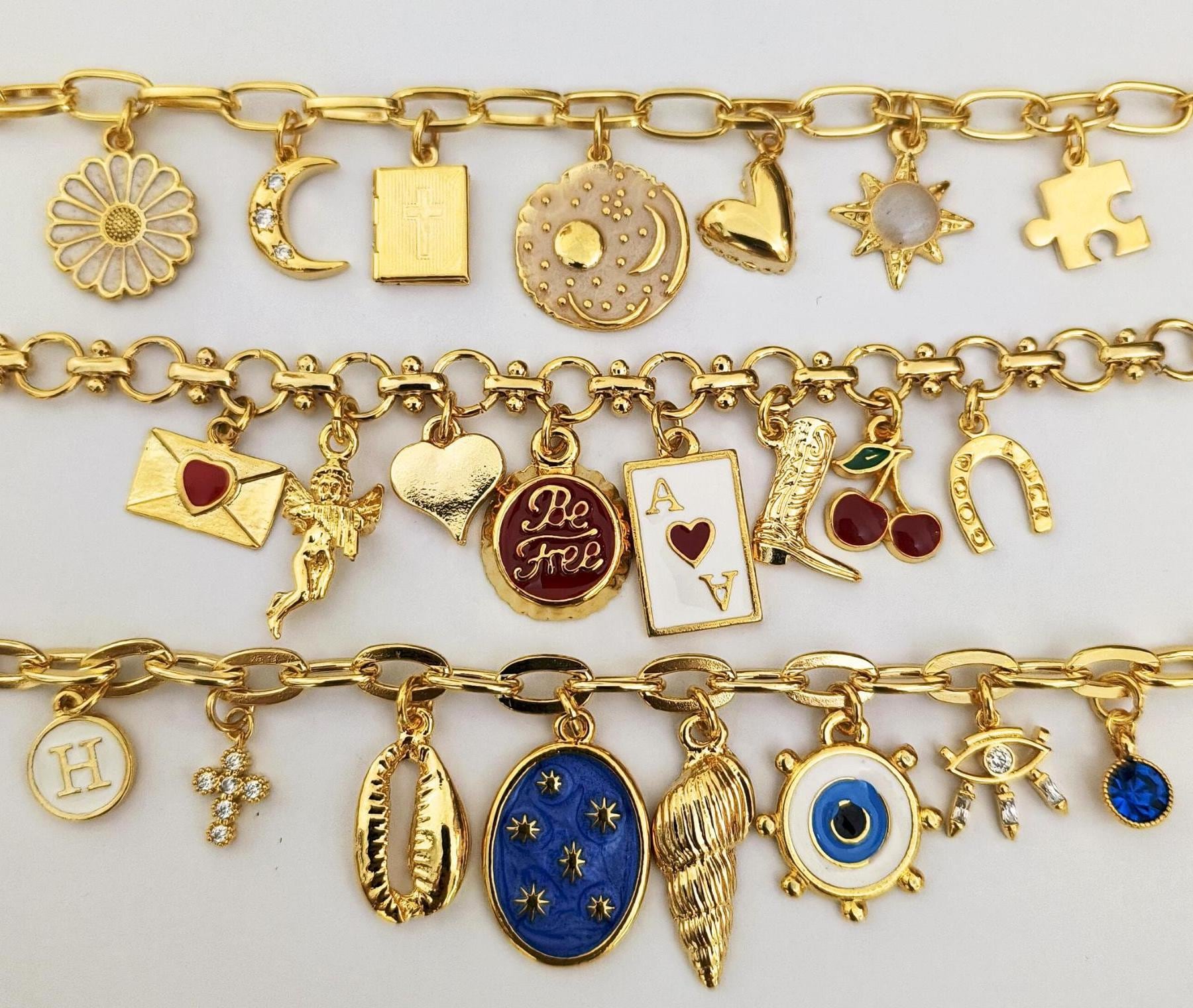 Vintage Gold Charm Bracelet - Etsy