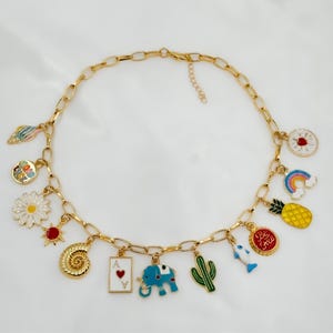 Build Your Own Custom Charm Necklace for Women, Pick Your Charms, Summer Women Necklace, Vintage Chunky Necklace, Personalized Birthday Gift