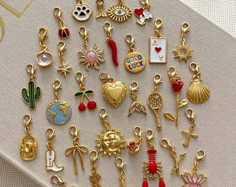 Gold Silber Clip-On Charms, Vintage inspirierte Schmuckherstellung Anhänger