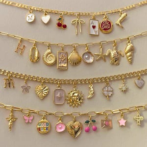 Build Your Own Custom Charm Necklace,Pick Your Charms,Vintage Chunky Necklace,Gold Charm Jewelry,Charm for Chain,Personalized Gift Jewelry