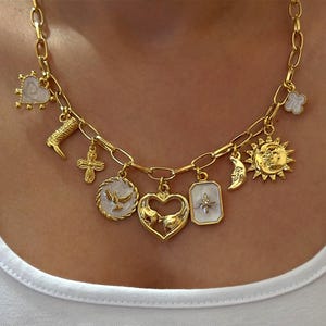 Build Your Own Custom Charm Necklace,Pick Your Charms,Gold Charm Necklaces for Women,Vintage Chunky Necklace,Personalized Gift for Her
