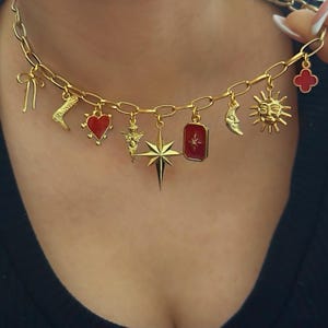 Build Your Own Charm Necklace,Vintage Gold,Chunky Necklace,Pick Your Charms,Customizable Charm Necklace,Initial Necklace,Personalized Gift