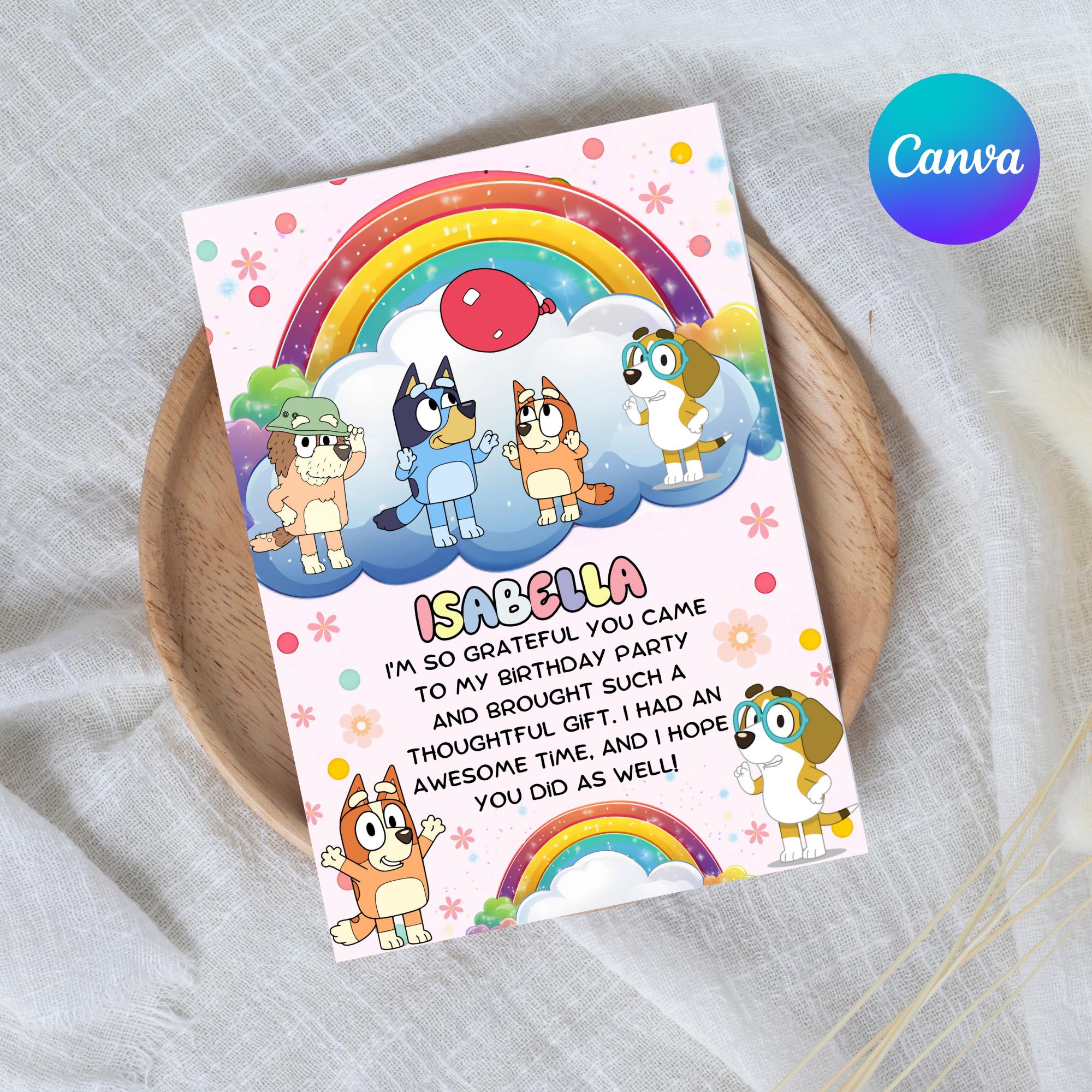 Editable Bluey Birthday Invitation Template with Coloring Pages