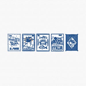 Italy Travel Stamp Embroidery File | Amalfi, Italia, Beach and Coastal Vibes | Instant Download | DST, PES, JEF & More