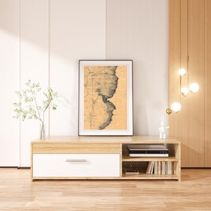 impression vintage de carte côtière | Poster de géographie de style antique | Cartographie historique Art | Décoration côtière rustique | Reproduction détaillée d'une carte