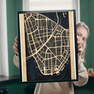ヴィンテージ市街地地図プリント | アンティーク都市デザインポスター | クラシックな地図作成アート | 建築地図の装飾 | 旧市街地図のイラスト