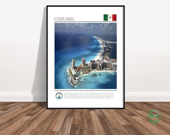 Cozumel Mexico Poster Print | Tropical Paradise Wall Art | Coastal Beach Decor |Caribbean Travel Poster Ocean Wall Art, Travel Gift Souvenir