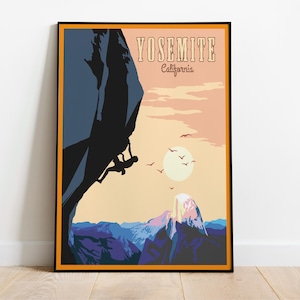 Yosemite Poster - Gelassene Natur Wandkunst - Outdoor Abenteuer Kunst - Lebendige Wandkunst - Natur Landschaft Fotografie - Bergsteiger Blick auf den Sonnenuntergang