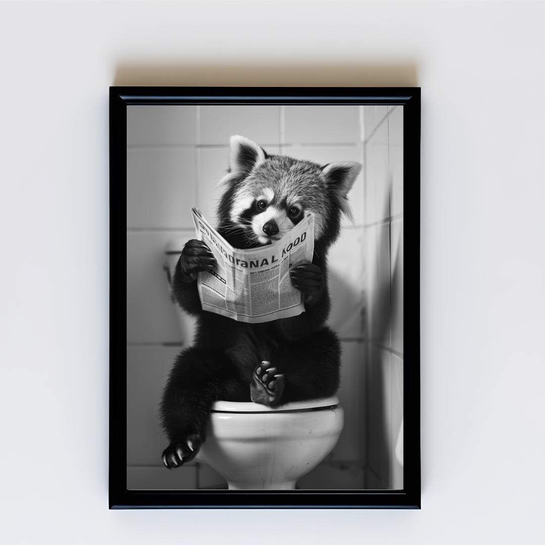 Cute Funny Bathroom Decor Animal Wall Art Funny Bathroom Print Wall ...