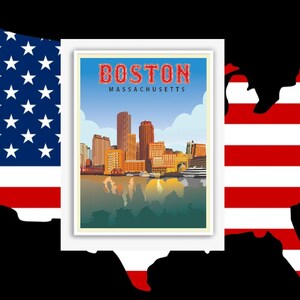 Boston Massachusetts City Poster Print Vintage Style Wall Art Boston ...