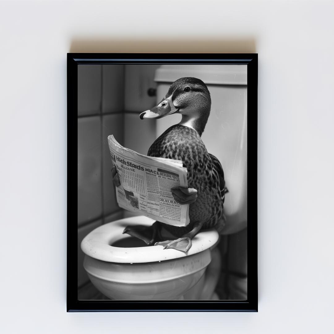 Cute Funny Bathroom Decor Animal Wall Art Funny Bathroom Print Wall ...