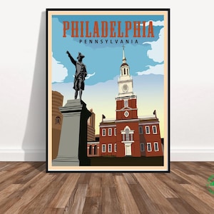 Philadelphia City Poster Druck Klassische Philly Skyline Kunst Liberty Bell Wanddekor Philly Karte Kunst Benutzerdefinierte Philly Geschenk Urban Stadtbild Druck