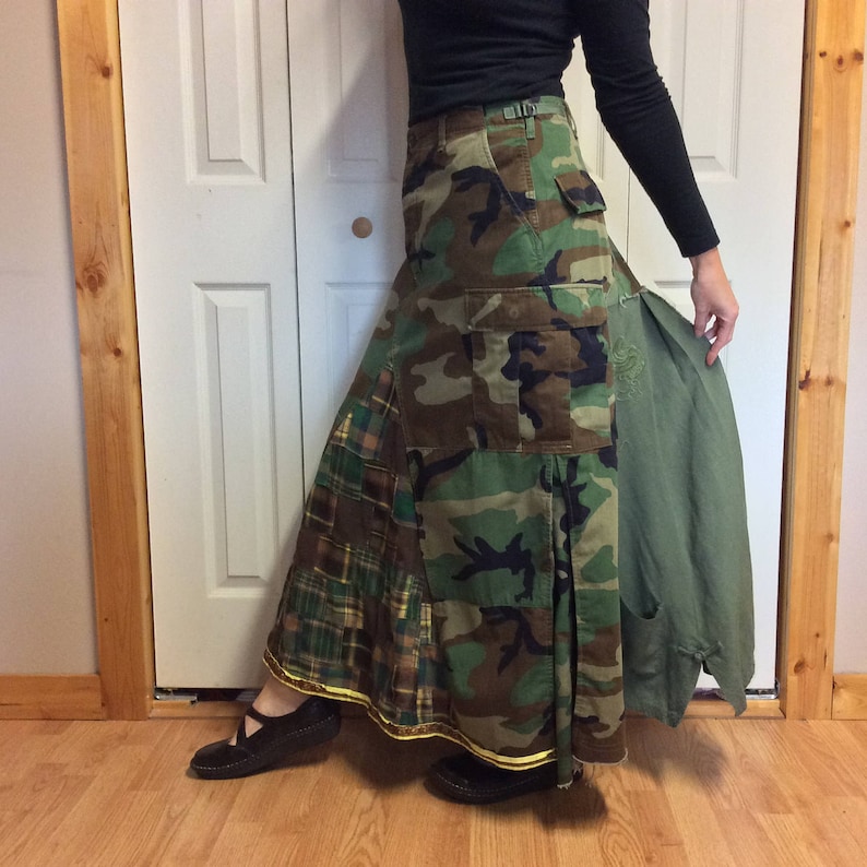 RESERVED Long Camo Maxi Skirt/Urban Utility/Military BDU/High Etsy