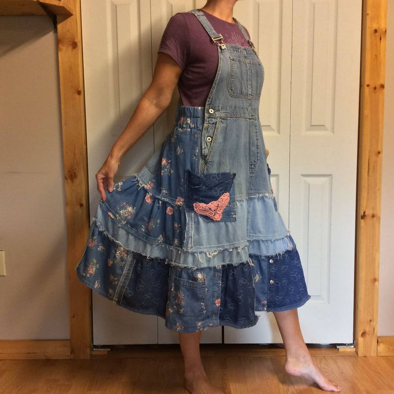 RESERVED Bib Overalls Denim Dress/Blue Jean Jumper/Midi | Etsy