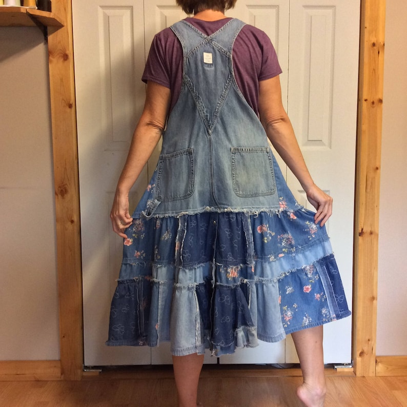 RESERVED Bib Overalls Denim Dress/Blue Jean Jumper/Midi Etsy