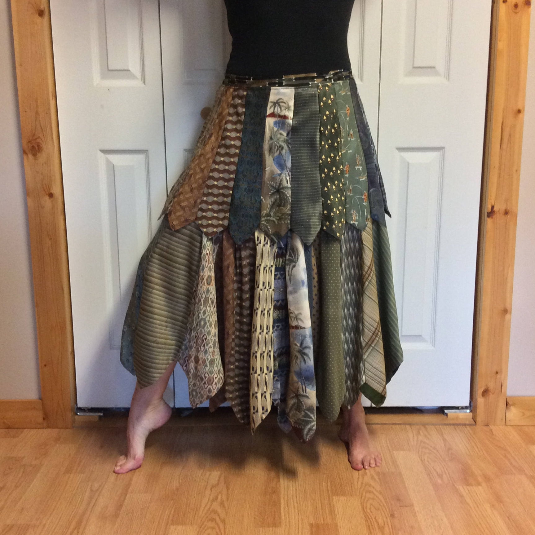 Long Layered Bustle Skirt/Silk Maxi Skirt/Recycled Neckties | Etsy