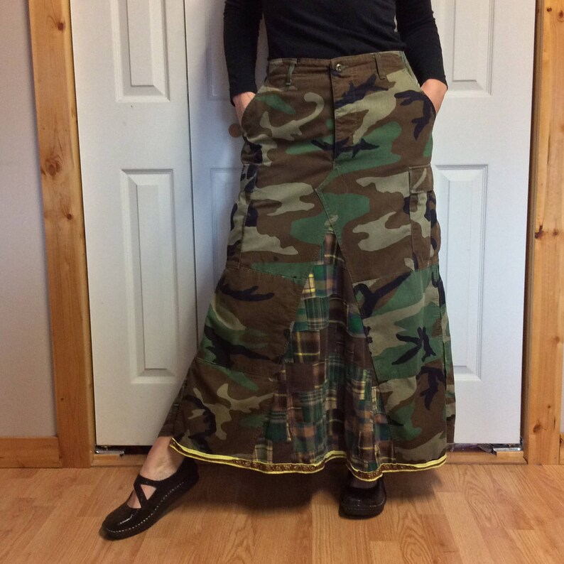 RESERVED Long Camo Maxi Skirt/Urban Utility/Military BDU/High | Etsy