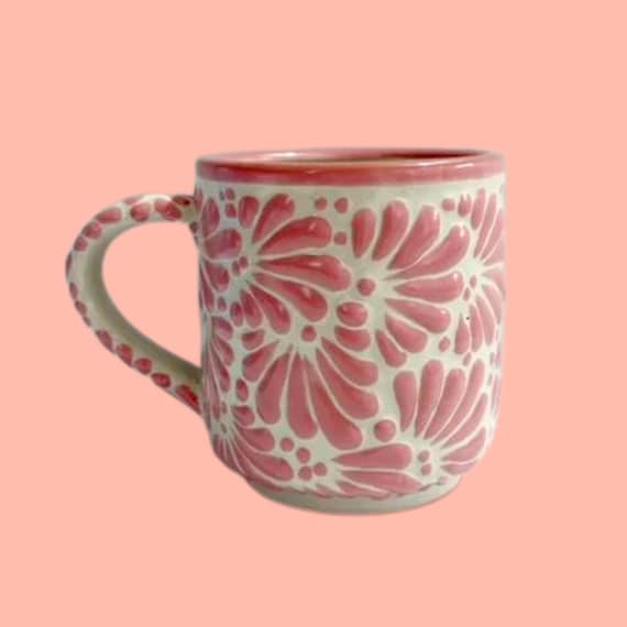 Authentic Mexican Talavera Pink Mug / Taza De Barro Recta Rosa - Etsy
